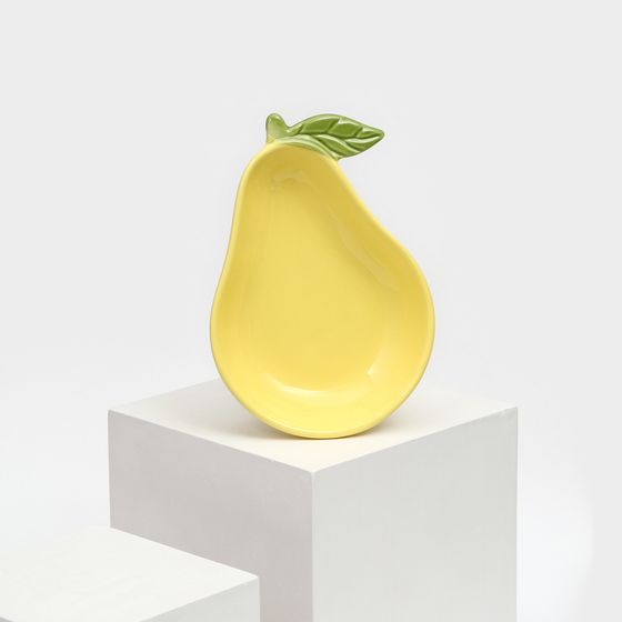 Тарелка керамическая &quot;Груша&quot;, глубокая, желтая, 20,5 см, 1 сорт, Иран