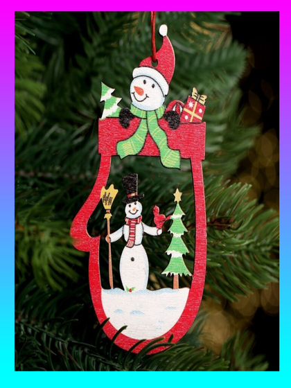 !09 Подвеска новогодняя (набор 7 штук) «Новогодние подарочки» 11x13 см., дизайн микс