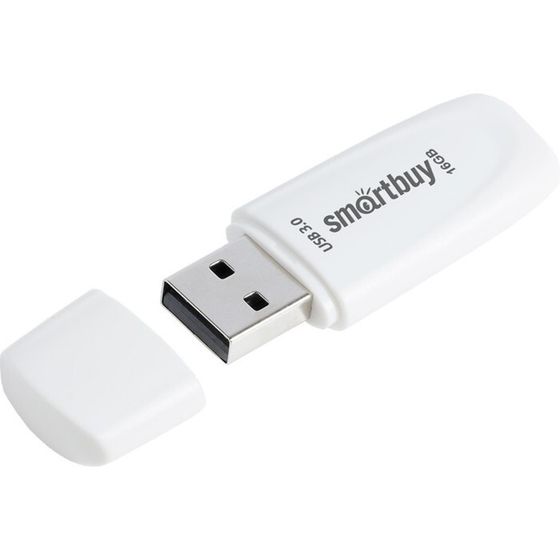 Флешка Smartbuy 016GB3SCW, 16 Гб, USB3.0, чт до 100 Мб/с, зап до 40 Мб/с, белая