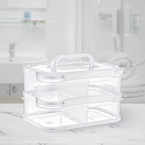 Органайзер SMART белый 2 секции 16.5x23.3x14см