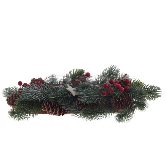 Подсвечник &quot;Новогодняя композиция&quot;, L37 W17 H7 см