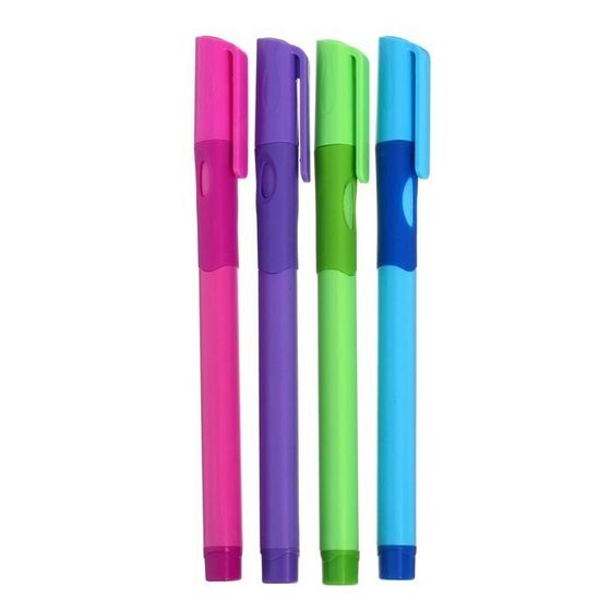 !09 Ручка шариковая (набор 7 штук) 0.7 мм, стержень синий, корпус с резиновым держателем, МИКС