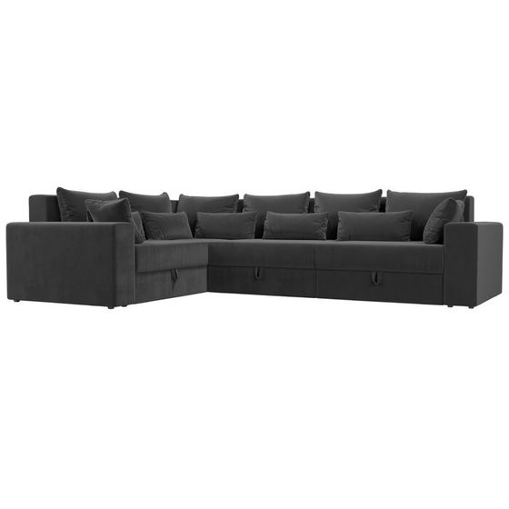 Угловой диван «Майами Long», левый угол, механизм еврокнижка, велюр, цвет серый
