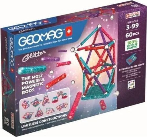 Geomag Klocki magnetyczne Glitter Recycled 60 elementów