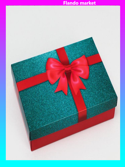 !09 Коробка подарочная (набор 3 штуки) «Бант», зеленый-красный, 21 х 15 х 5 см