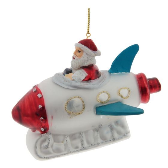 Украшение новогоднее "Дед Мороз на ракете", L11,5 W8 H8 см