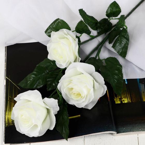 Цветы искусственные &quot;Роза Жанна&quot; 10х61 см, белый