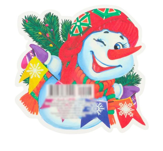 !09 Украшение на скотче (набор 15 штук) &quot;Снеговик&quot; глиттер 11x12 см.