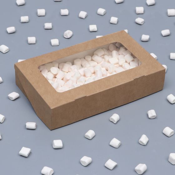 !09 НАБОР 5 ШТУК - Контейнер навынос, с окном, крафт, МИКС, 20×12×4 см.