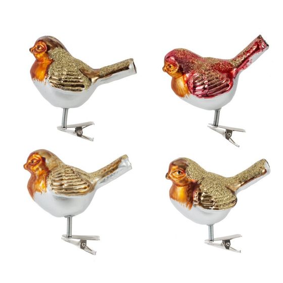 Украшение новогоднее на прищепке "Птичка", L8 W5 H8 см, 4в.