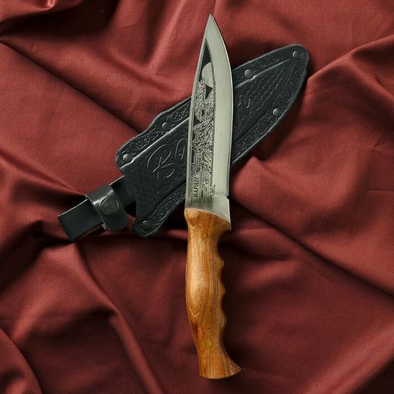 Нож кавказский, туристический &quot;Варан&quot; с ножнами, сталь - 40х13, вощеный орех, 14.5 см