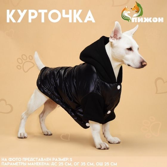 Куртка для собак &quot;Спорт&quot; с капюшоном, размер S, чёрная