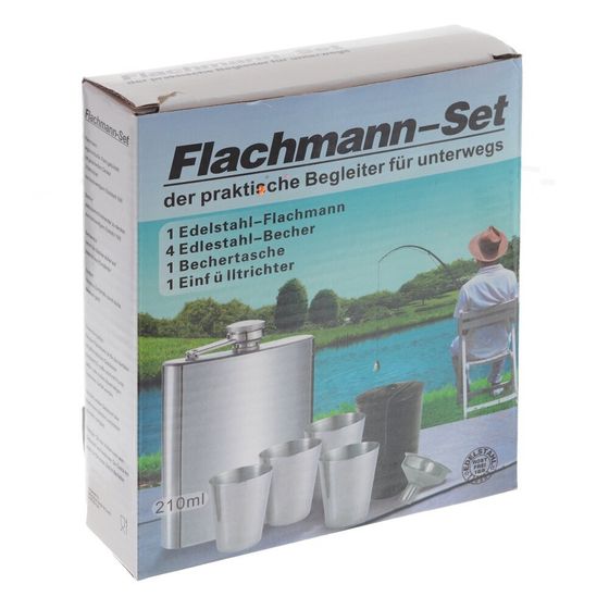 Набор из 6-ти предм.:, фляжка 200 мл, 4 стопки 50 мл, воронка, Д15,5 Ш4,5 В18 см