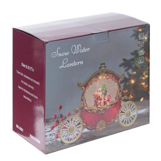 Изделие декоративное &quot;Дед Мороз в карете&quot; (подсвет, вьюга, 3хААА н/п +USB), L26 W11 H22 см