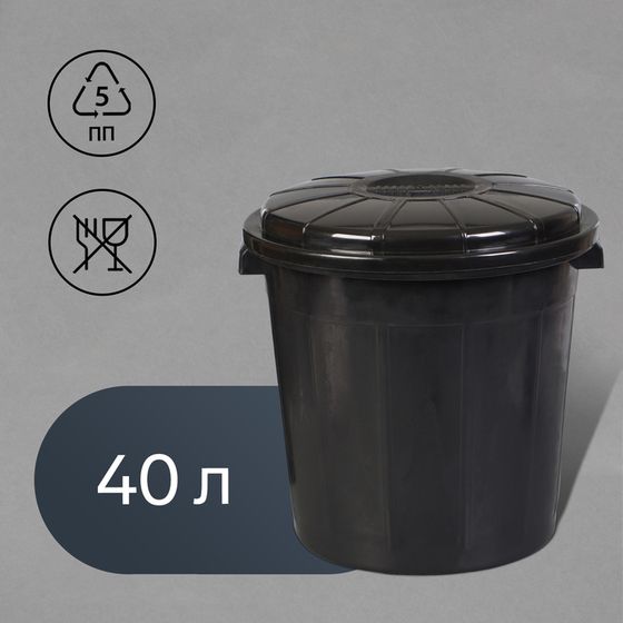 Бак хозяйственно-бытовой, 50 л, с крышкой, чёрный
