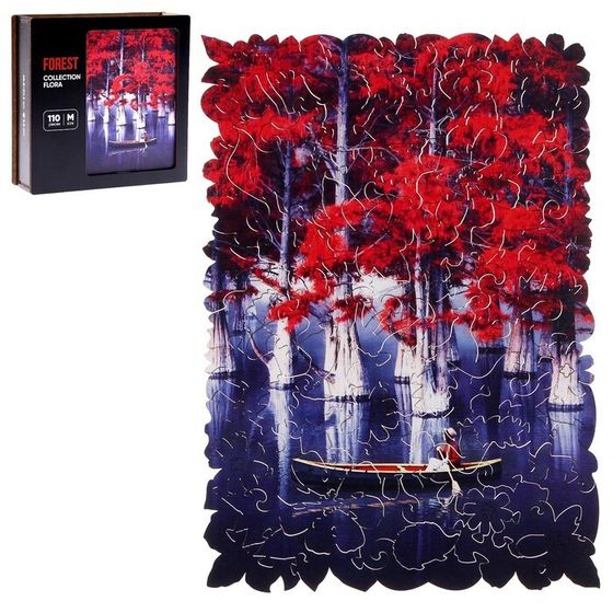 Пазл фигурный «Озеро с кипарисовыми деревьями», 110 деталей, 28,8 × 20,2 см