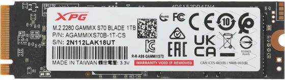 Накопитель SSD 1Tb ADATA PCIe 4.0 x4 M.2 2280 AGAMMIXS70B-1T-CS XPG Gammix S70 Blade