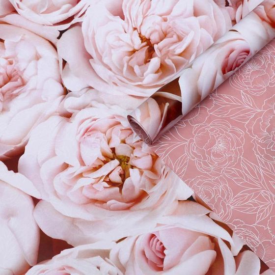 !09 Бумага (набор 2 листа) глянцевая двусторонняя "Пионы" 50 х 70 см.