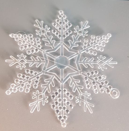 !09 НАБОР 6 ШТУК - НАБОР ЕЛОЧНЫХ УКРАШЕНИЙ &quot;CLASSIC WHITE&quot; - СНЕЖИНКА 10 СМ. ПРОЗРАЧНЫЙ