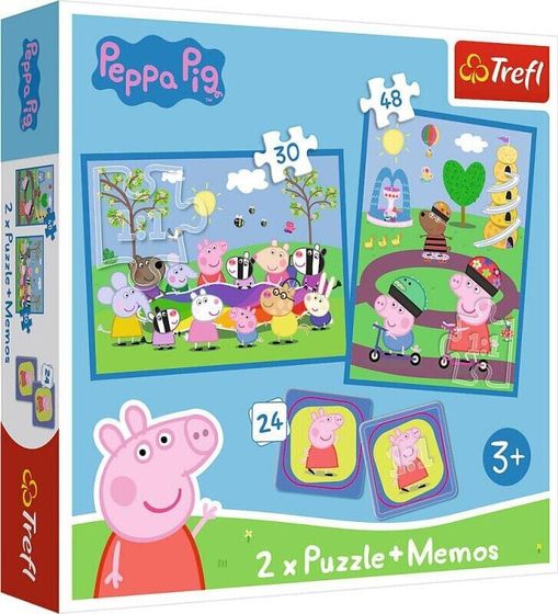 Trefl Puzzle 2w1 + memos Radosne chwile Świnka Peppa 93331 Trefl