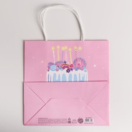 !09 Пакет крафтовый (набор 2 штуки) Happy Birthday, 22 × 22 × 11 см.