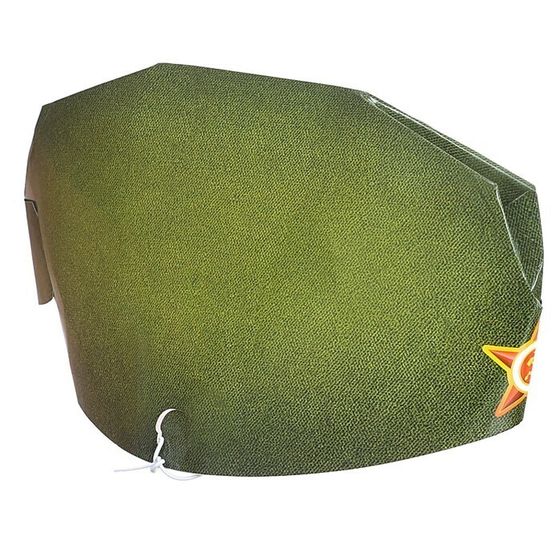 !09 Набор "Камуфляж" : Карнавальная пластиковая каска 3 штуки «Камуфляж» + Головной убор "Пилотка"(6 штук) 37,2 х 28,4 см., 350 гр/кв.м