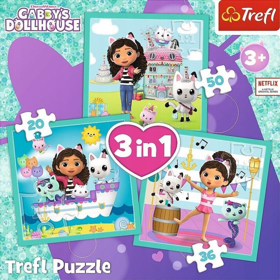 Trefl Puzzle 3w1 Aktywności Gabby Koci Domek Gabi (Gabbys Dollhouse)