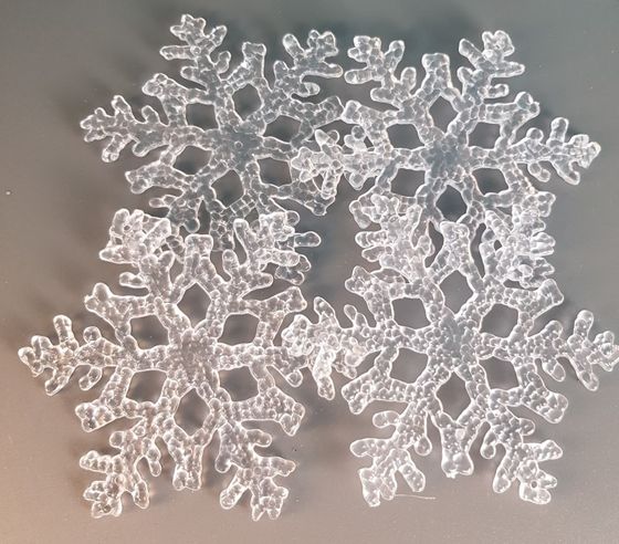 !09 НАБОР 4 ШТУКИ - НАБОР ЕЛОЧНЫХ УКРАШЕНИЙ &quot;CLASSIC WHITE&quot; - СНЕЖИНКА 10 СМ. ПРОЗРАЧНЫЙ