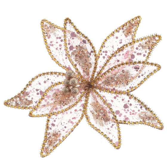 Цветок искусственный &quot;Пуансеттия&quot; (на клипсе), L24 W24 H12 см