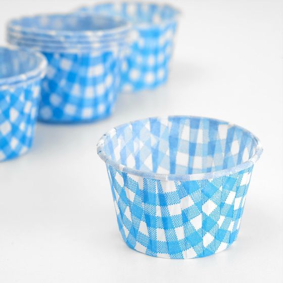 !09 НАБОР ИЗ 40 ШТУК - Форма для выпечки "Маффин", голубая клетка, 5 х 4 см.