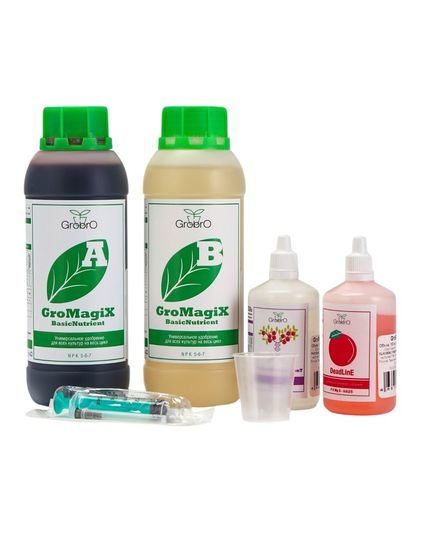 Удобрение для гидропоники &quot;GroBro&quot; &quot;GroBro&quot; набор GroMagiX BASIC Pack, 2х0,5л+2х0,1л