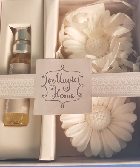 !09 Набор ароматический &quot;Ваниль&quot; 3 предмета (аромамасло+ 2 гипсовых цветка)10,4×11,×3,5 см.