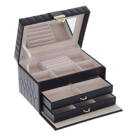 !09 Шкатулка для украшений, черный, под крокодил 22 x 15,5 x 13 см