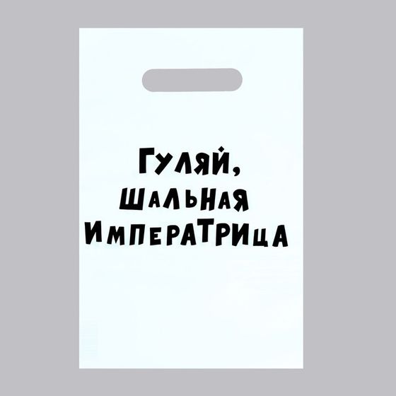 Пакет с приколами, полиэтиленовый с вырубной ручкой «Гуляй шальная императрица», 20 х 30 см, 35 мкм