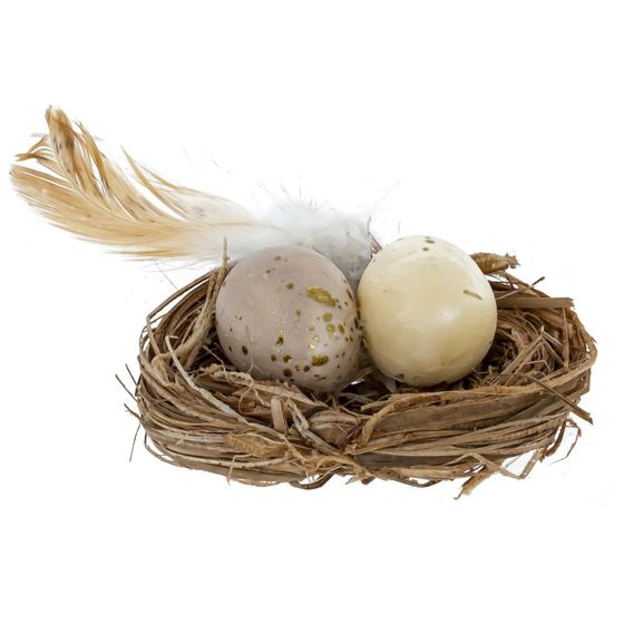 Изделие декоративное "Гнездо пасхальное", L6 W5,5 H2 см, 3в.