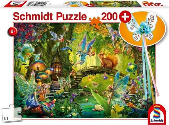 Schmidt Spiele Puzzle 200 Leśne wróżki + różdżka G3