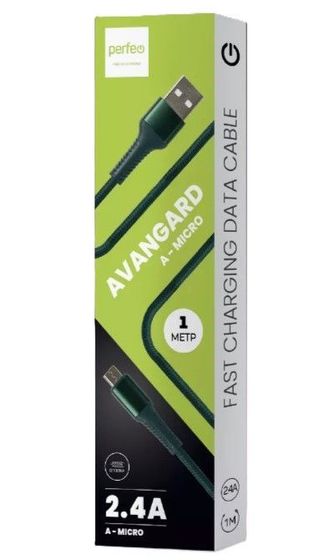 Кабель Perfeo USB A(m) - microUSB(m) AVANGARD 1м зеленый (U4023)