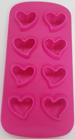 !09 Формочки для льда "Сердце" 8 ячеек силикон цвет микс