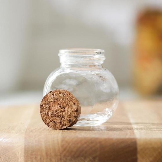 !09 Баночка стеклянная для специй 2 штуки с пробковой крышкой «Парфе», 50 мл, 4×5,4 см