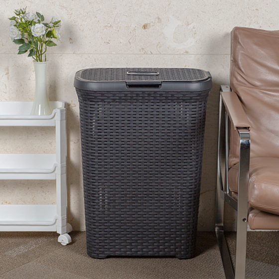 Корзина для белья RATTAN STYLE 60л темно-серая