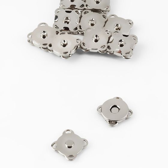 Кнопки магнитные, пришивные, d = 10 мм, 10 шт, цвет серебряный