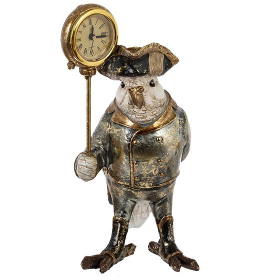 Фигурка декоративная с часами &quot;Попугай&quot; (LR44х1 н/п), L12 W14 H22,5 см