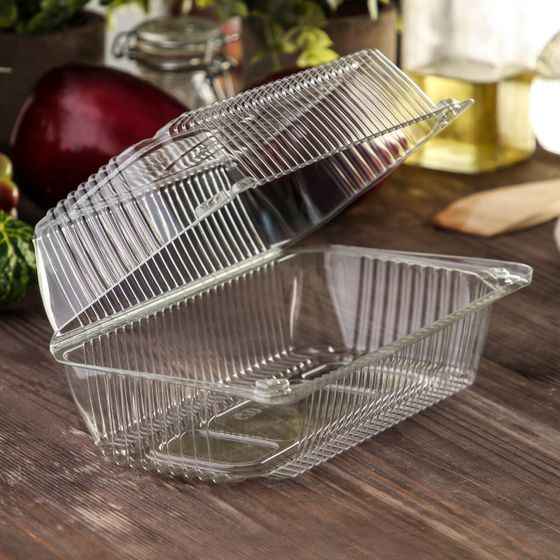 !09  Контейнер одноразовый (набор 25 штук)  с неразъёмной крышкой  пластик, 21.7×11.5×8.3 см, прозрачный