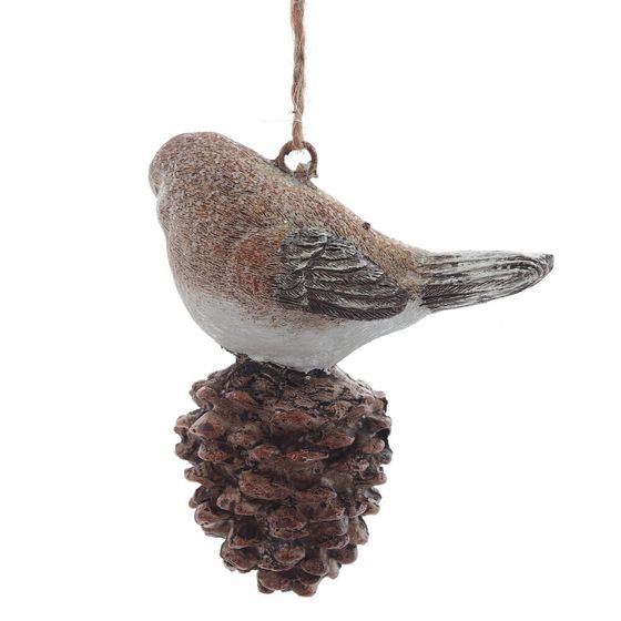 Украшение новогоднее &quot;Птичка на шишке&quot;, L8 W6 H7,5 см, 2в.