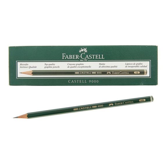 Карандаш художественный чёрнографитный Faber-Castel CASTELL® 9000 профессиональные HB зелёный