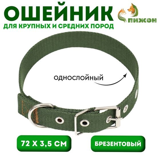 Ошейник брезентовый однослойный, 72 х 3,5 см, хаки