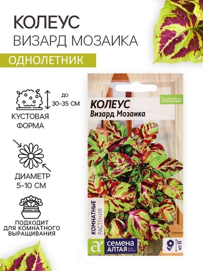 Семена цветов Колеус &quot;Визард&quot;, мозаика, Сем. Алт, ц/п, 5 шт