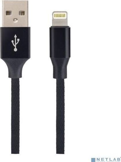 Кабель Perfeo USB 2.0 A(m) - Lightning(m) Premium тканевый 2м черный (I4317)
