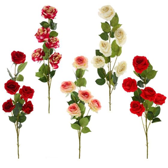 Цветок искусственный &quot;Роза&quot;, Д15 Ш15 В115 см, 1 шт из  5в.