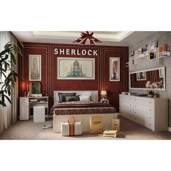 Кровать с подъёмным механизмом Sherlock 43.2, 1400 × 2000 мм, цвет ясень анкор светлый